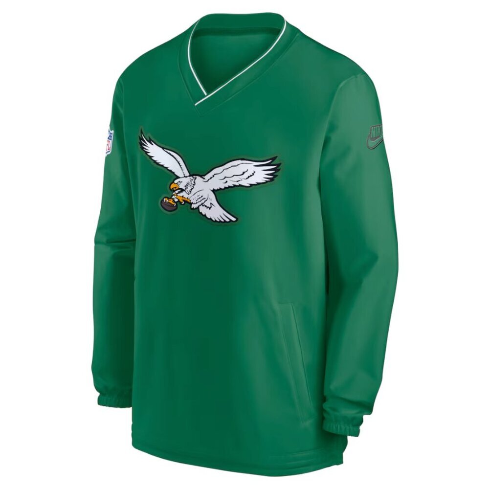 Nike NFL Philadelphia Eagles Throwback Long-Sleeve V-Neck Green Windshirt, L